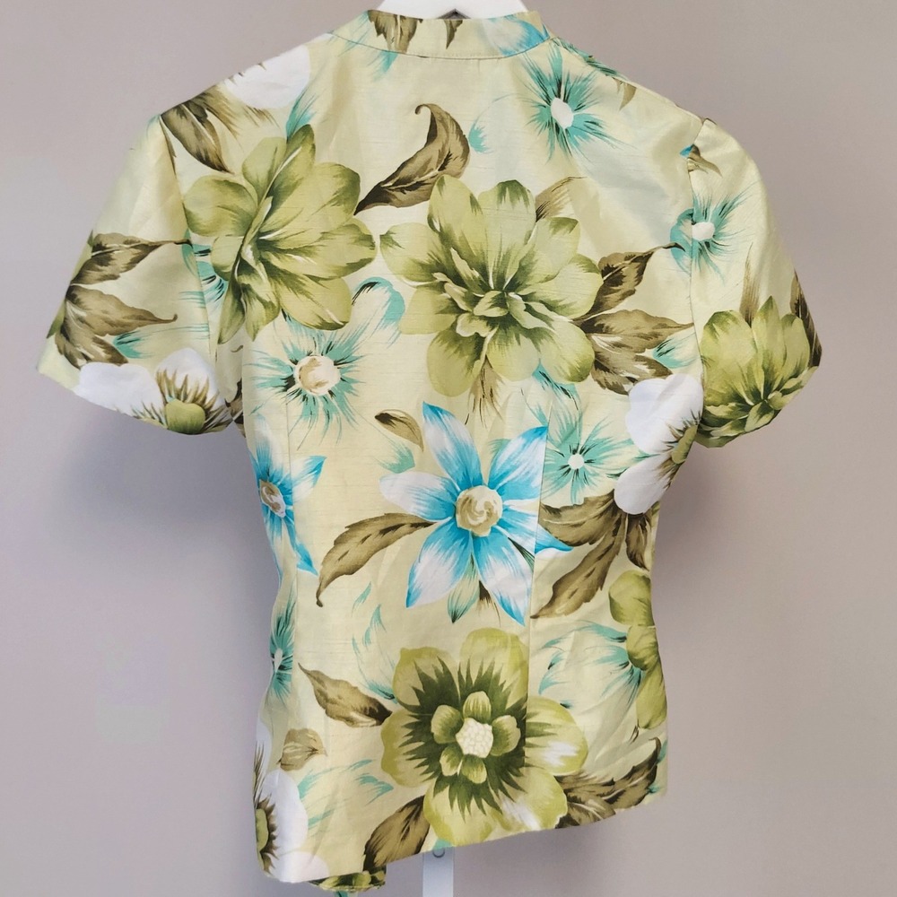 Sheri Martin Petite Floral Wrap Blouse GSide Tie Top 6P Tropical Hawaiian Resort - Picture 4 of 5